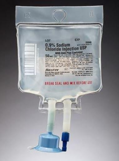 0.9% Sodium Chloride Injection, USP, MINI-BAG Plus Container. Quad Pack, 80/CS