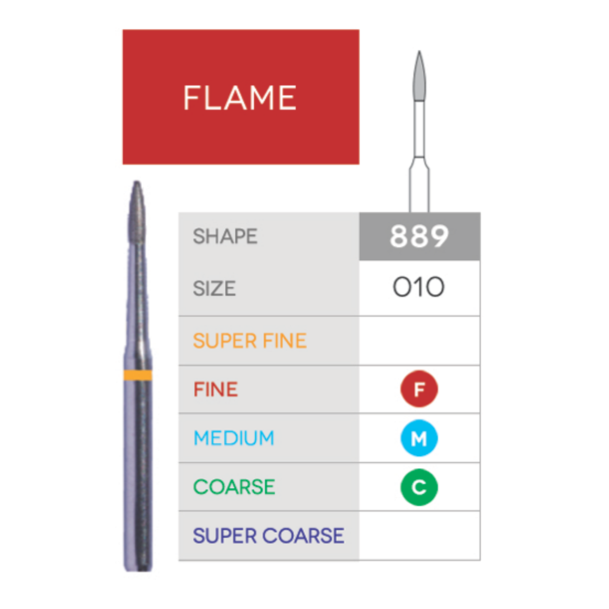 Diamond Burs (Flame Diamonds) DB-889