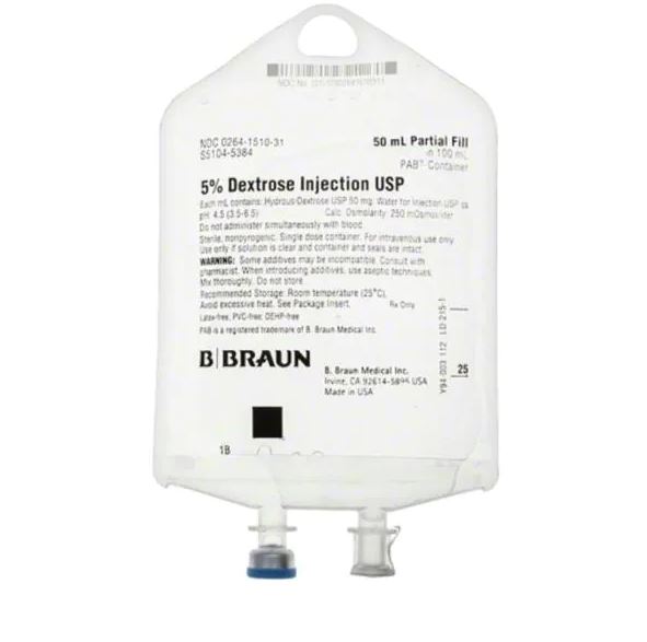 Injection Solution Dextrose 5%/Water 100mL Prt Fl Flx Bg Cntnr Ea