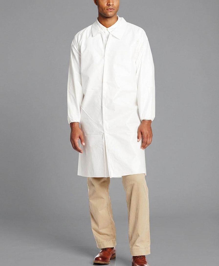 No Pocket Cleanroom LiquidGuard Frocks, Snap Front, Thumb Loops, Single Packaged