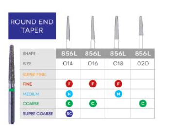 Diamond Burs (Long Round End Taper Diamonds) DB-856L