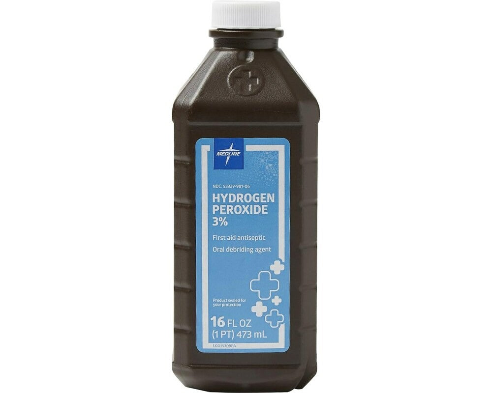 Medline 3 Percent USP Hydrogen Peroxide - For Cut, Skin Abrasion, Burn - 16 oz - 1 Each