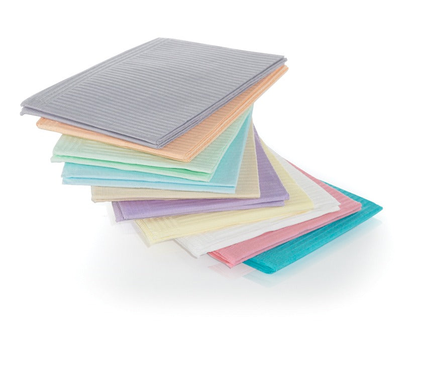 Dental Bibs 2-Ply Paper + 1-Ply Poly, 13” x 18”, Peach 500/bx