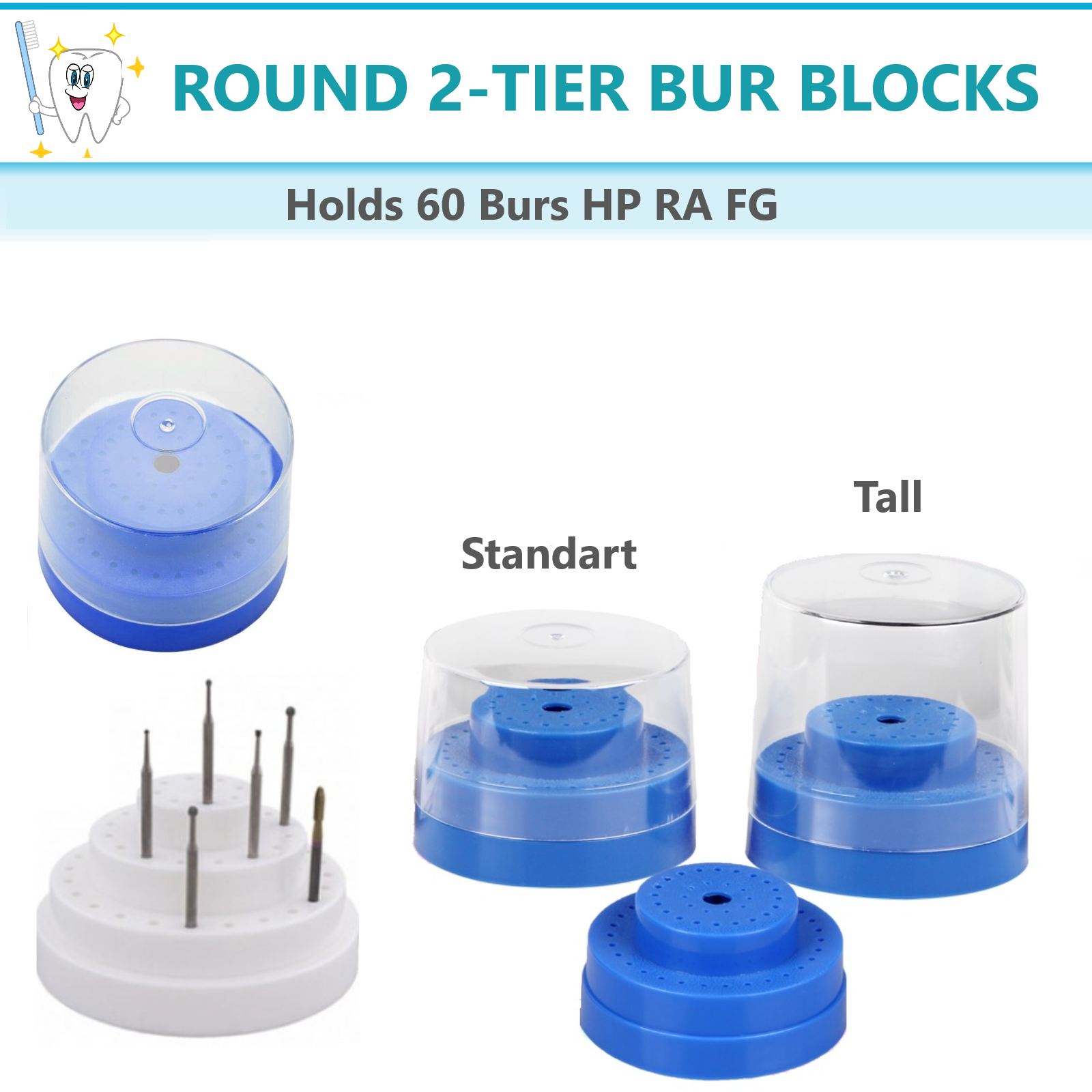 Plasdent Round 2-Tier Bur Blocks
