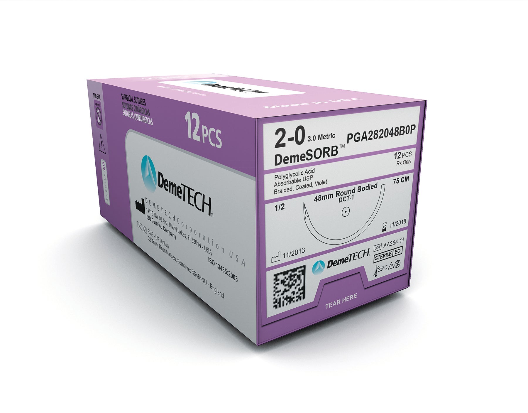 DemeTECH PGA Coated Sutures 12/bx
