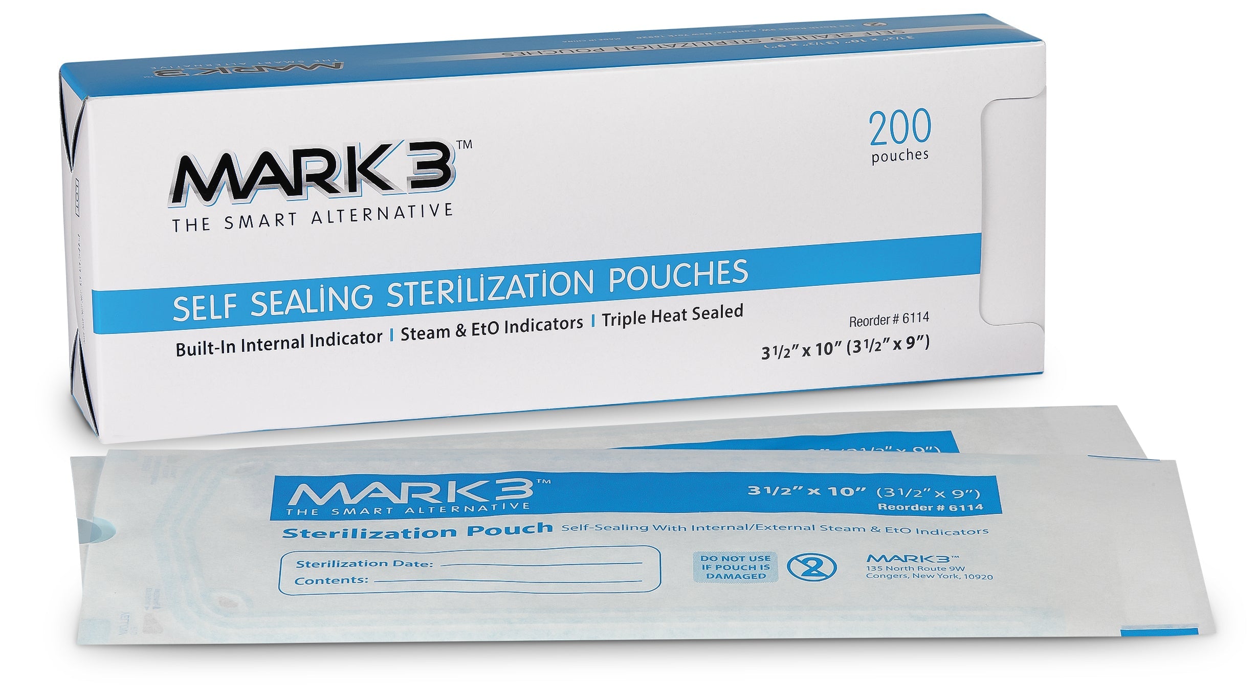Self Sealing Sterilization Pouches 200/bx - MARK3
