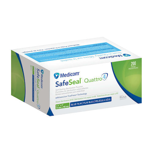 SafeSeal Quattro Self Sealing Sterilization Pouches with TruePress Technology