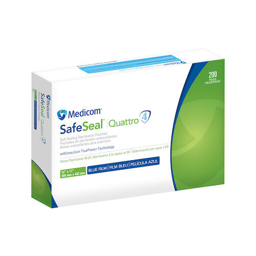 SafeSeal Quattro Self Sealing Sterilization Pouches with TruePress Technology