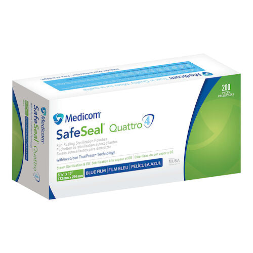 SafeSeal Quattro Self Sealing Sterilization Pouches with TruePress Technology