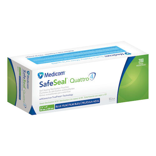 SafeSeal Quattro Self Sealing Sterilization Pouches with TruePress Technology