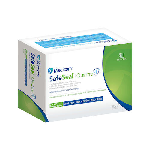 SafeSeal Quattro Self Sealing Sterilization Pouches with TruePress Technology