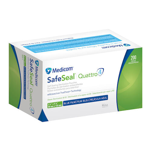 SafeSeal Quattro Self Sealing Sterilization Pouches with TruePress Technology