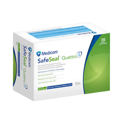 SafeSeal Quattro Self Sealing Sterilization Pouches with TruePress Technology