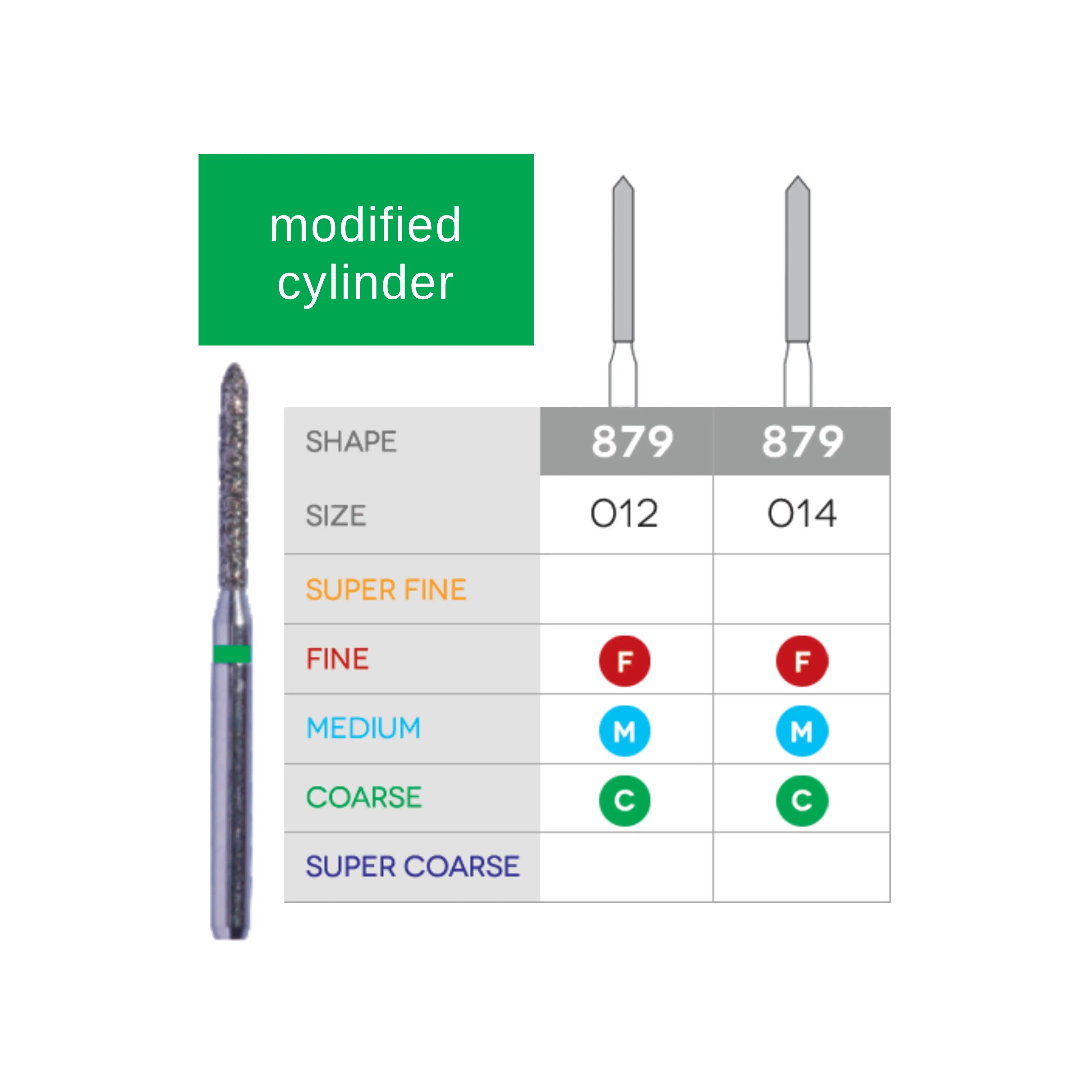 Diamond Burs (Bevel Cylinder Diamonds) DB-879