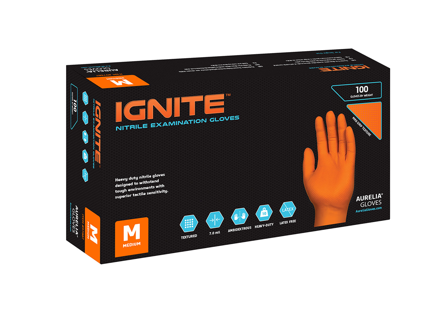 Aurelia Nitrile Exam Grade Latex Free Gloves - Ignite