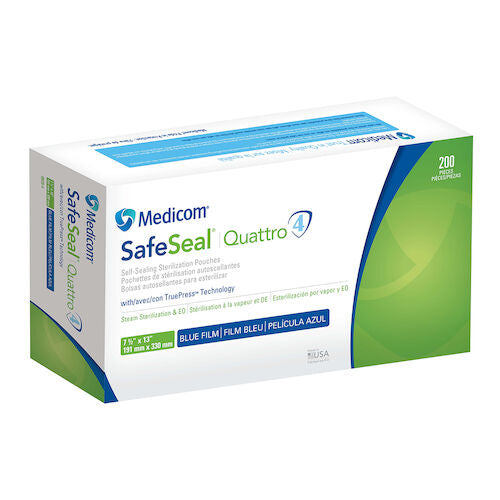 SafeSeal Quattro Self Sealing Sterilization Pouches with TruePress Technology